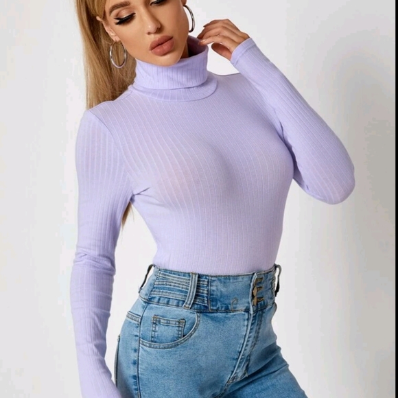 Turtleneck Solid Ribbed Long-sleeved top. Women's Size XL - Picture 8 of 12